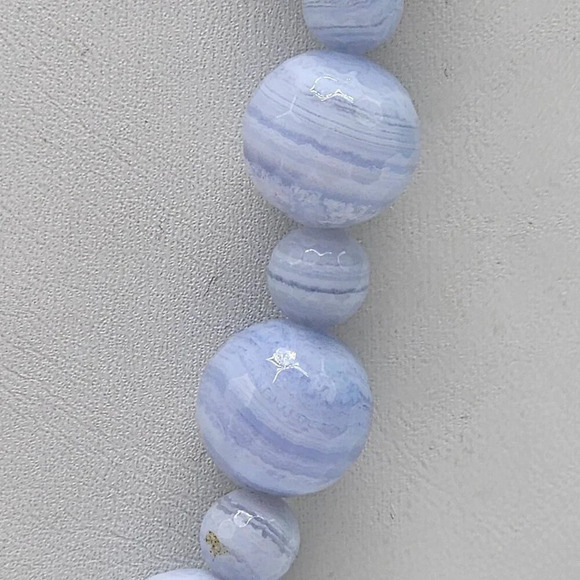 Vintage GSJ 14kt Gold Blue Lace Agate Beaded Necklace 24.5 in - Picture 3 of 9